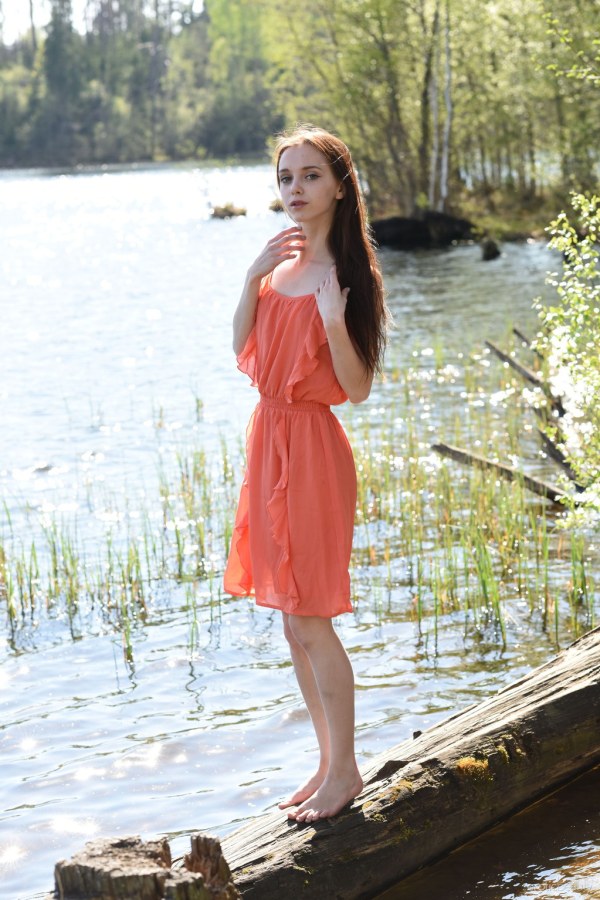 Naked chick at the river.