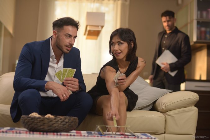 Veronica Leal gets double-penetrated and gags on cock photo 12